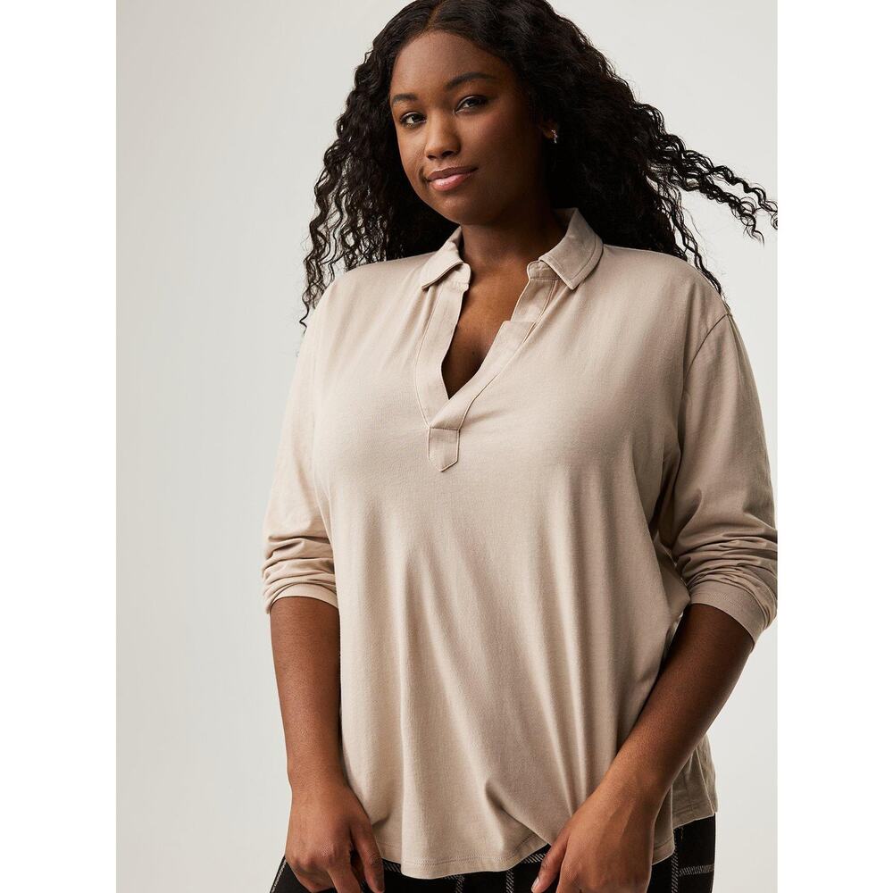 NWT Torrid Tea Stain Heritage Jersey Long Sleeve Collared Tee Women's Size 2 2X